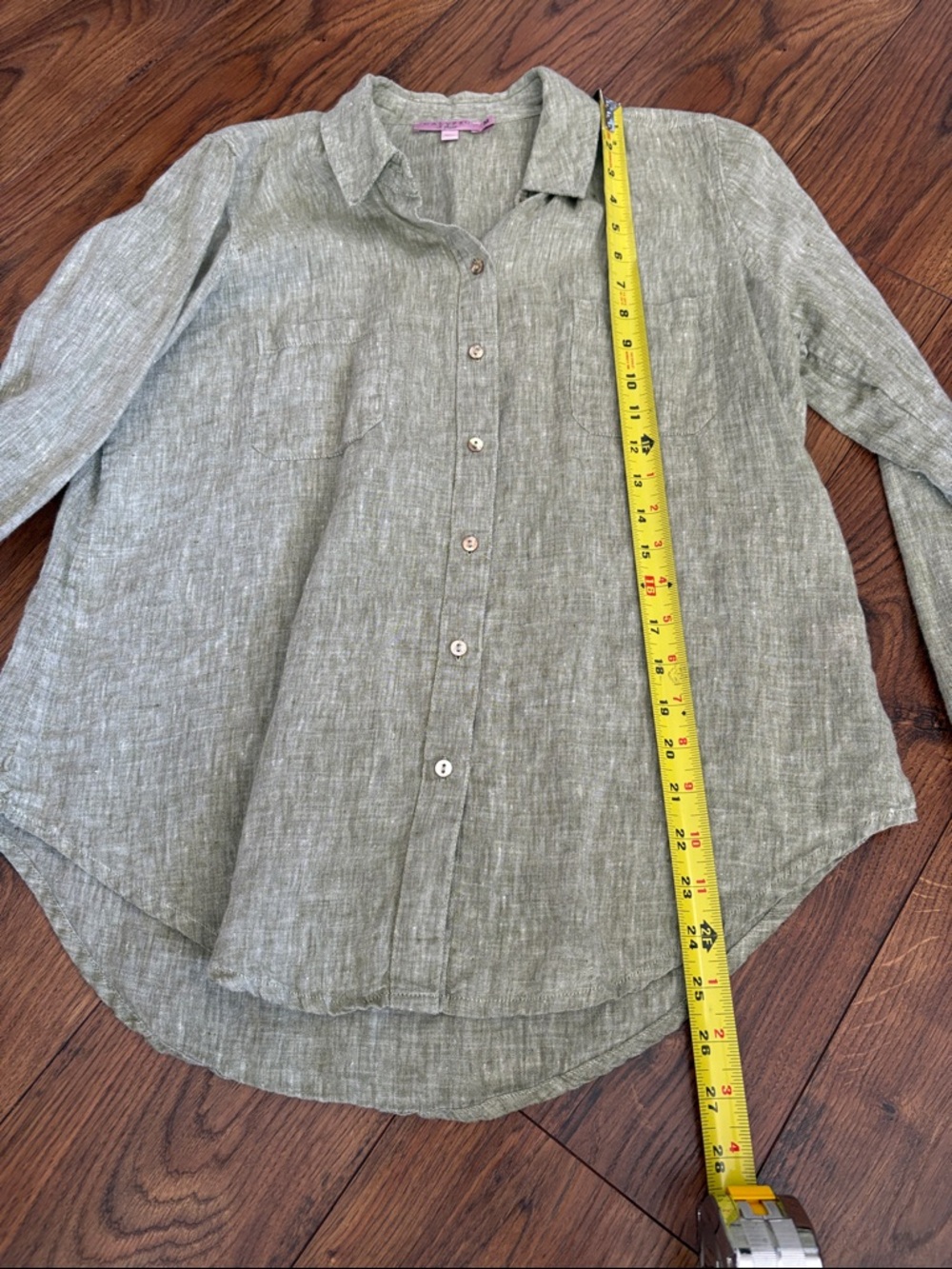 Calypso St. Barth Green Casual Button Down Shirt Relaxed Fit - Picture 8 of 9